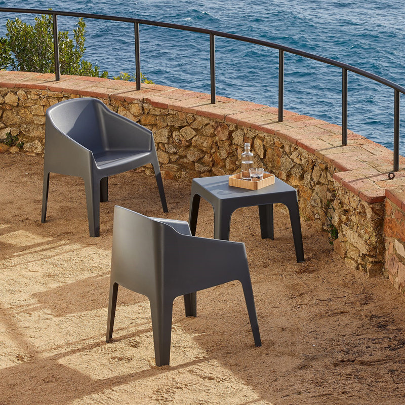Baku - 3 Piece Recycled Conversation Set - with Cushions, Anthracite