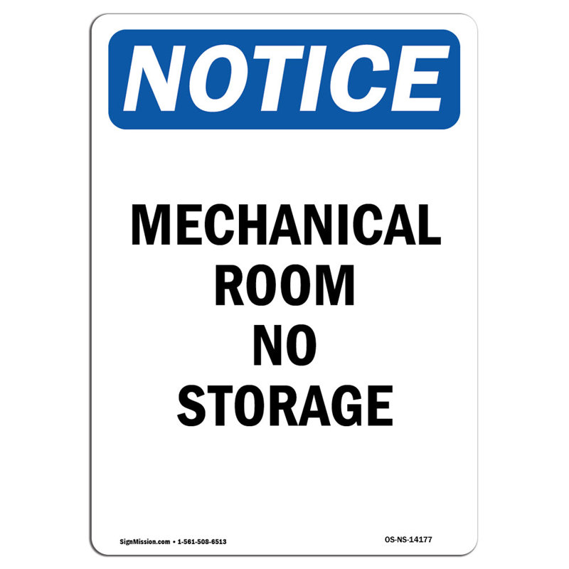 Mechanical Room No Storage Sign