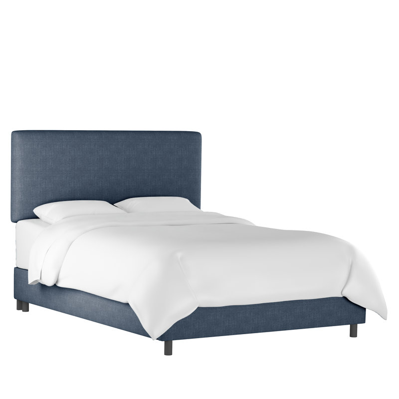 Lit tapissier standard Surant, Lin texturé bleu marine Zuma, Grand