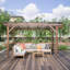 Pavillon de jardin pergola en bois robuste avec toit en métal et comptoirs à la mode Raison Design