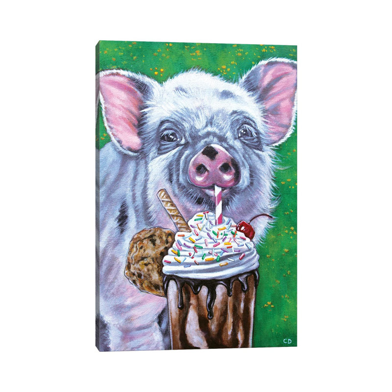 Piggy 1 Piece Wrapped Canvas Wall Art, 20.32 cm H x 30.48 cm W