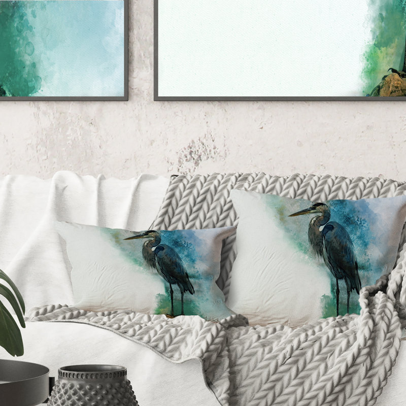 Coussin Contemplating Heron By The Waterside - Farmhouse