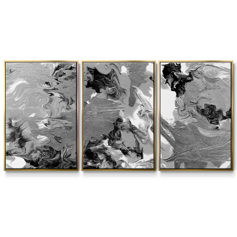 Rich Marble - Multi Piece Framed Canvas, 36" H x 75" W x 2" D, Gold
