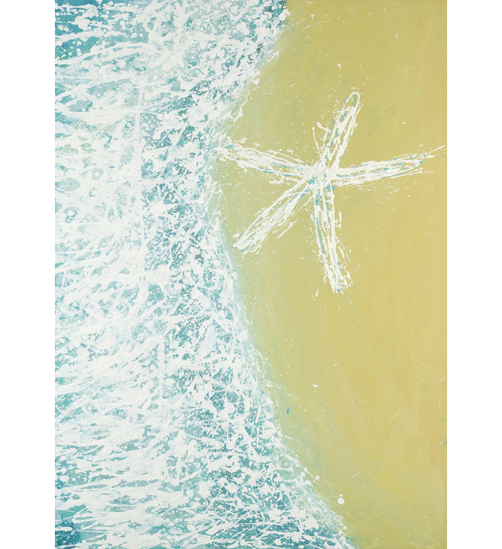 Right Side Seastar and Wave - Turquoise Beach Canvas Decor