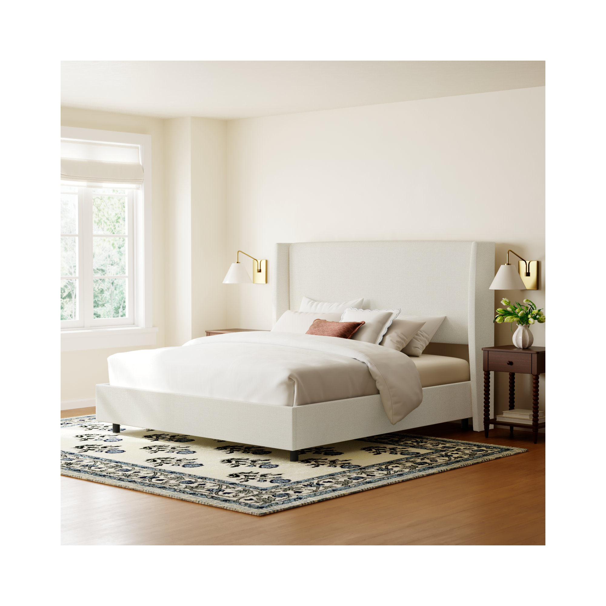 Tilly Upholstered Bed, California King, Zuma White Textured Linen