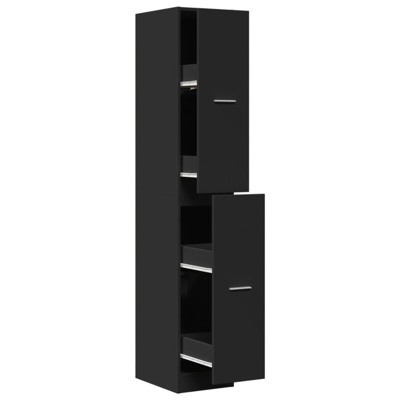 Apothecary Cabinet Engineered Wood, 174.5cm H x 30cm W x 41cm D, Black