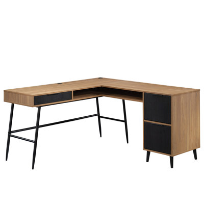 Bureau en L, finition brune