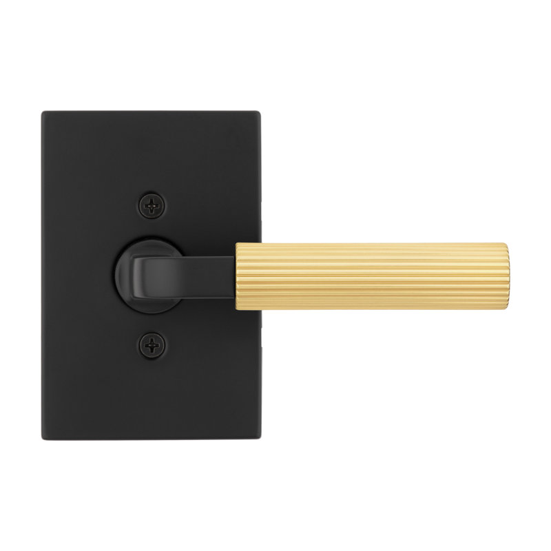Mirada Reeded Half-Dummy Lever with Rectangular Rose, Black/Brass