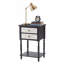 Table de chevet noire sculptée de 45,7 cm (18 po) de largeur, avec 2 tiroirs et une tablette ouverte-572727208-766435742