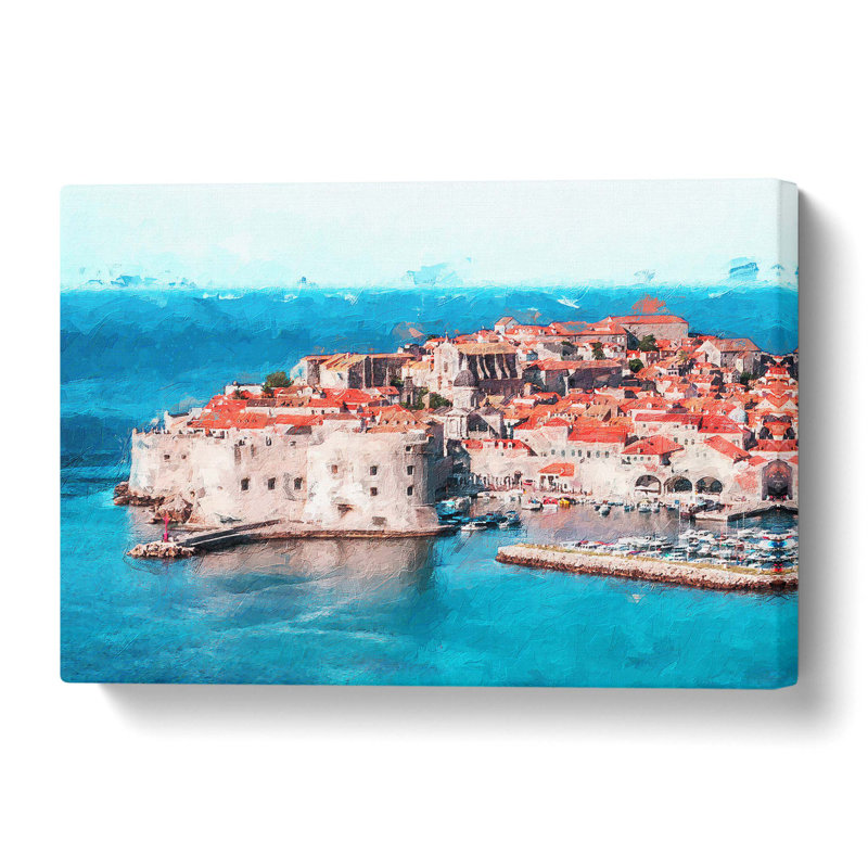 Ancient City Walls of Dubrovnik in Croatia - Wrapped Canvas, 50 cm H x 76 cm W