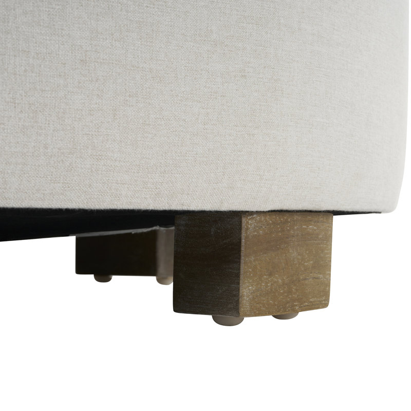 Tissu blanc rond avec pieds en bois de haute qualité, design moderne pour l'espace de vie principal, pieds antidérapants silencieux
