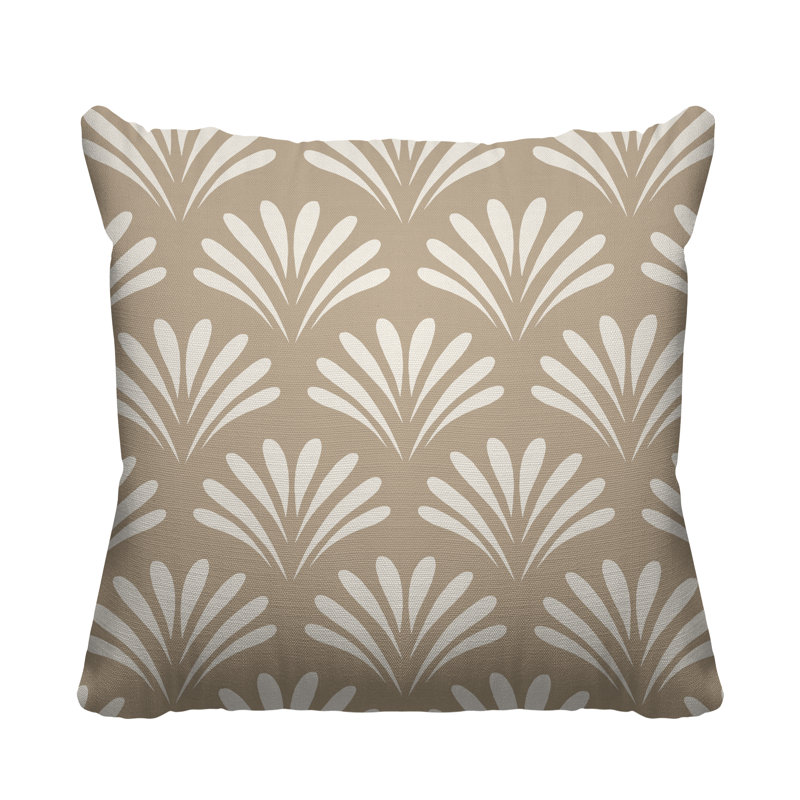 Coussin décoratif intérieur / extérieur Flower Burst, H 17 po x l 17 po, Beige, Carré