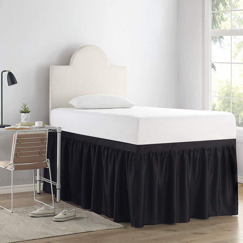 Pleated Wrap Around Bed Skirt, Black