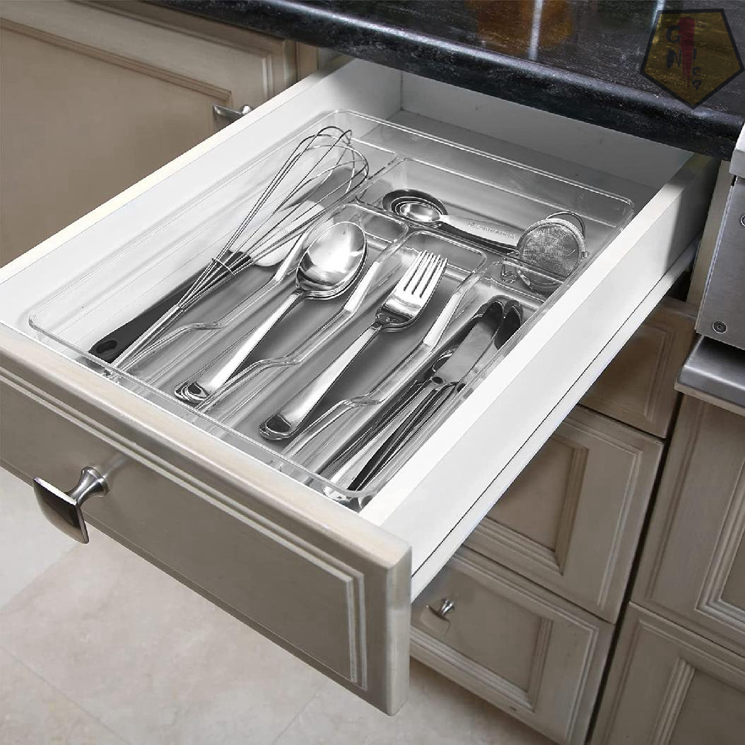 DrawerStore™ Large Gray Cutlery Organizer