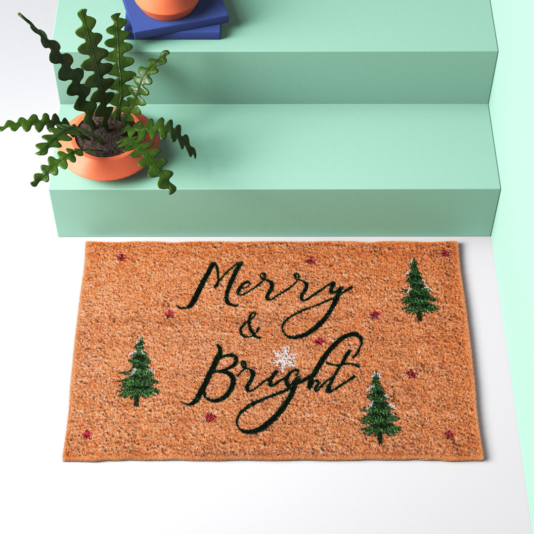 Bertrand Non-Slip Christmas Outdoor Doormat Hashtag Home Mat 