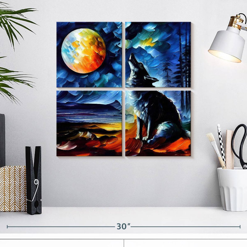 Brampt Moonlit Wolf I, 18" H x 18" W