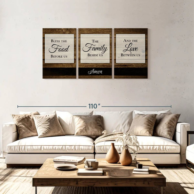 «Bless The Food Family And Love I», reproduction sur toile, H 36 po x l 74 po x P 1,25 po