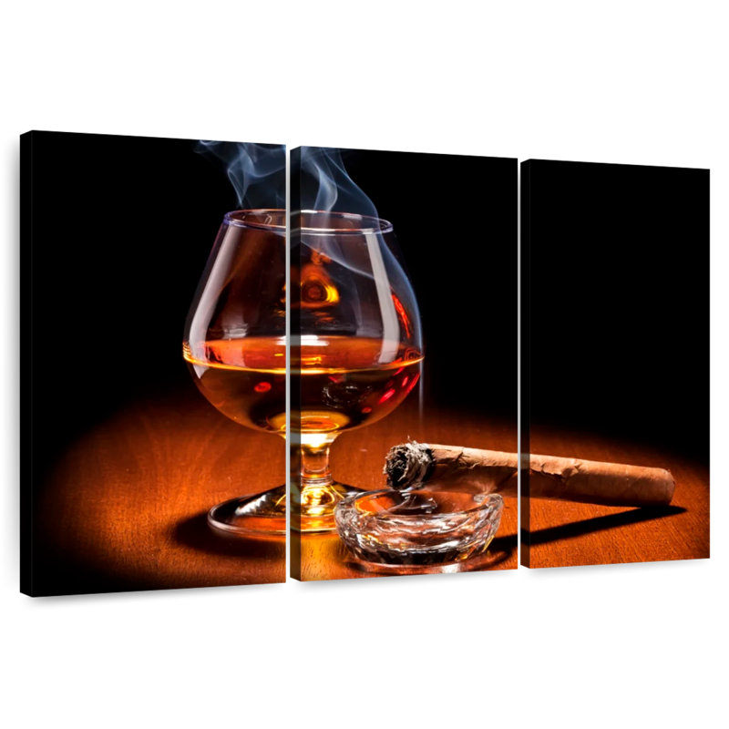 Cigare Yarlin et verre de cognac, H 48 po x l 74 po