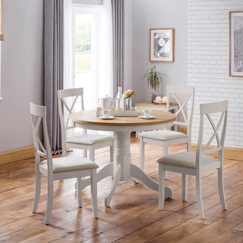 Conklin Round Solid Wood Base Dining Table, Grey