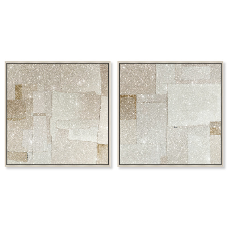 Vanilla Set Canvas Abstract Print by Oliver Gal, Black Frame, 12 x 12, 17"H x 17"W, Silver Floater Frame