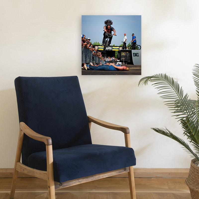 Bmx Rider In Flight, paysage contemporain abstrait, reproduction d'art mural, H 18 po x l 18 po
