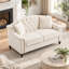 Causeuse Chesterfield de 58,5 po de largeur avec dossier incurvé capitonné, garniture cloutée, pieds en bois massif et 2 coussins décoratifs-268806668
