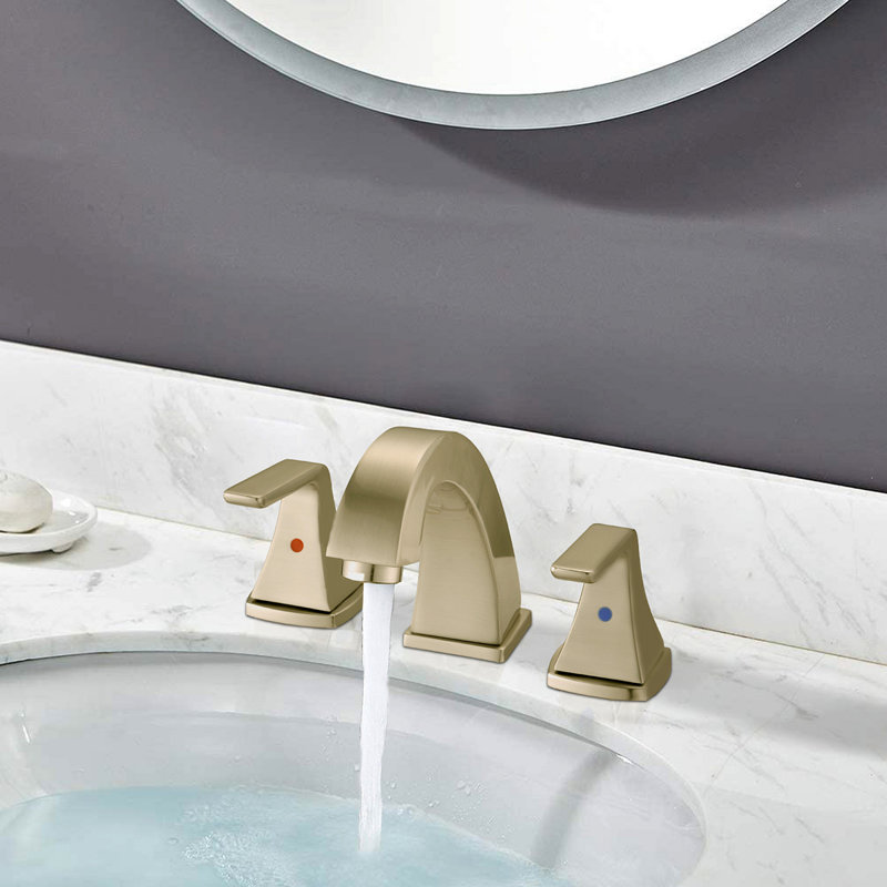 Robinet de salle de bain surdimensionné à 2 poignées avec évier escamotable, Or brossé