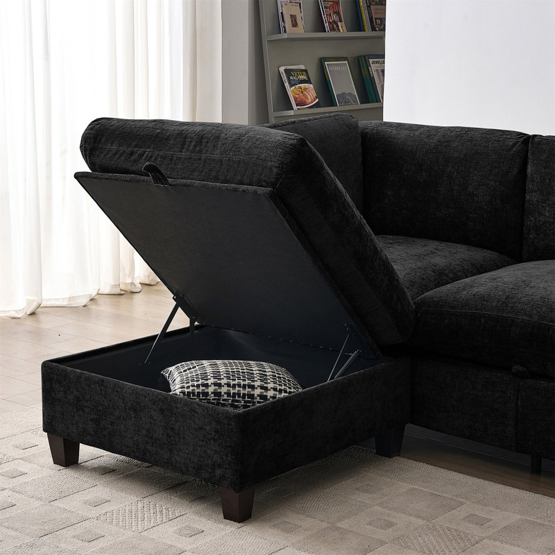 Canapé modulaire 96,5 "pour le salon, Noir