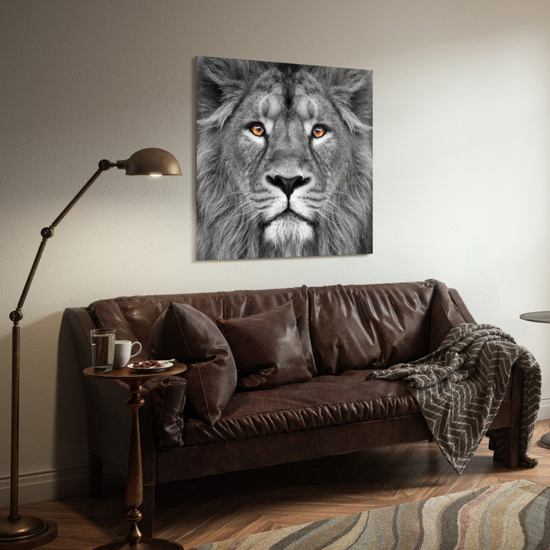 Orren Ellis King Of The Jungle Lion On Glass Print & Reviews | Wayfair