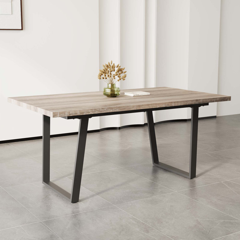 62.9-Inch Rectangular MDF Dining Table, Brown