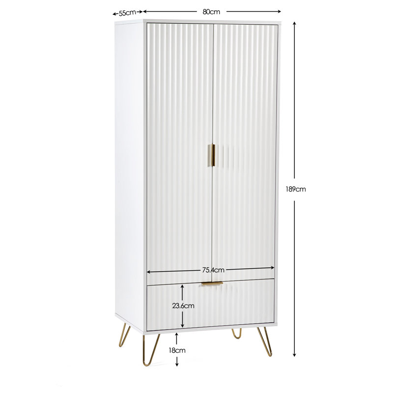 Brazzell 2 Door Solid Wood Wardrobe