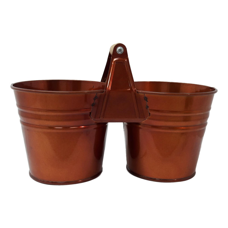 Pot à fleurs en acier galvanisé Jeltina, Caramel verni