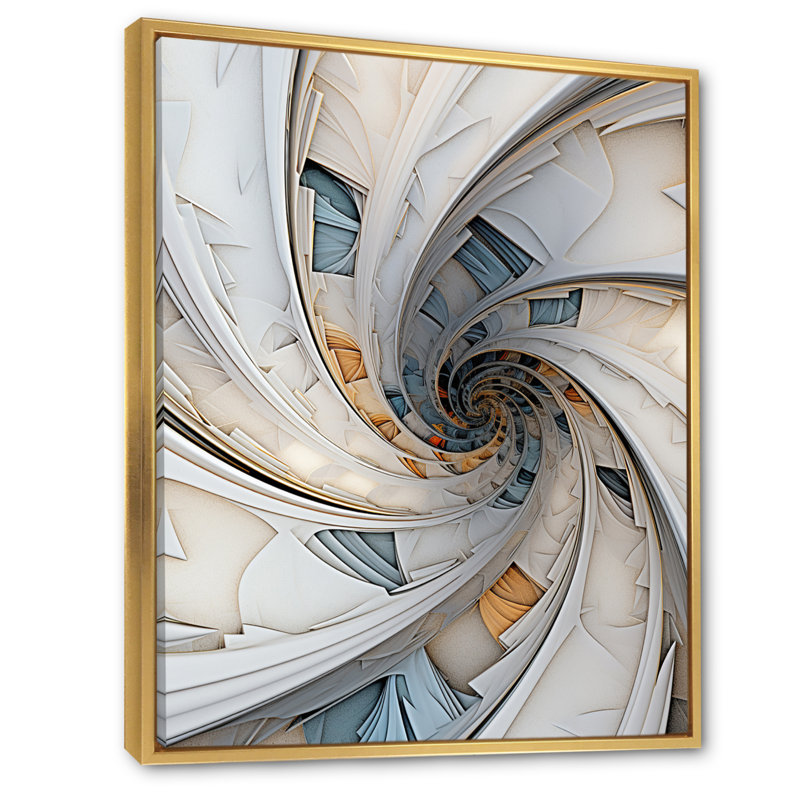 Spiral Abundance In Light Blue I - Fractals Canvas Art Print, 32" H x 24" W x 1" D, Gold Floater Framed