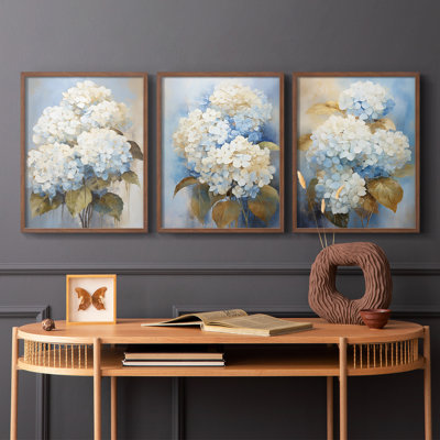 Floral Study  Series  XLIII  -Set Of 3 Framed Giclee Prints -Ready to Hang