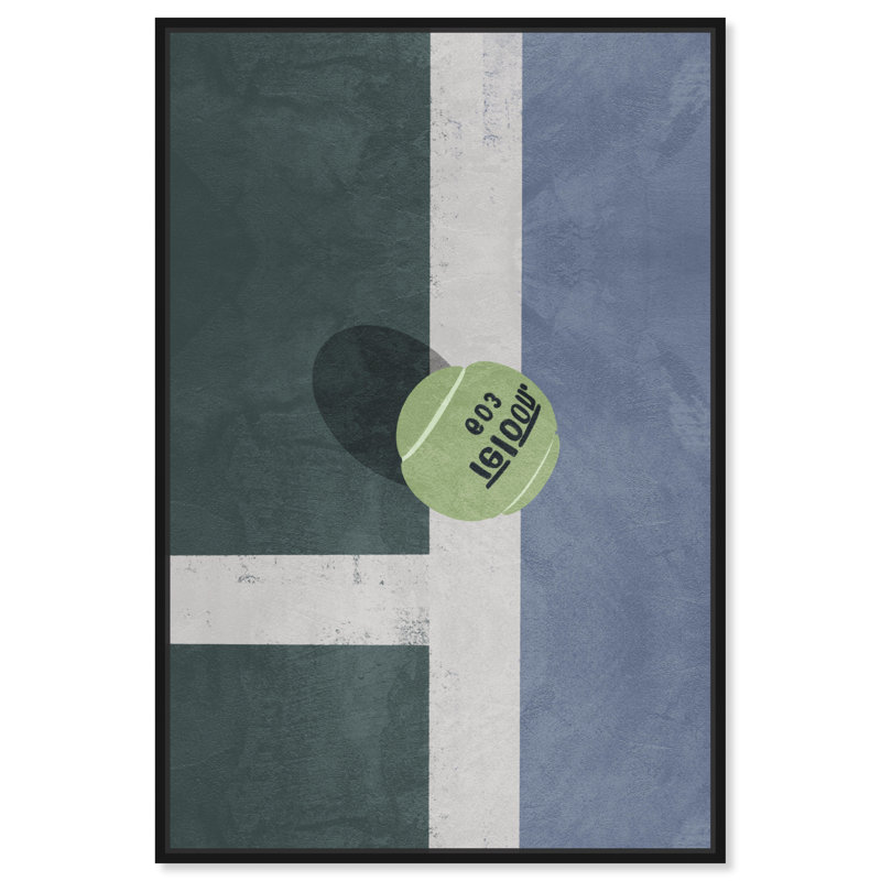 Zone de court de tennis - peinture sur toile, H 36 po x l 24 po, Toile avec cadre noir