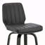 Tabouret de bar pivotant en similicuir gris et bois noir