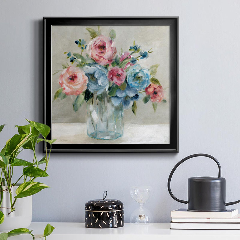 Blissful Blossoms - Peinture sur toile encadrée, H 34,5 po x l 34,5 po x P 1,5 po, Noir