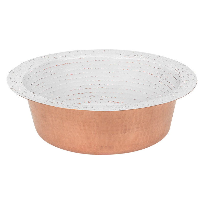 Évier de bar rond martelé 14 "avec ouverture de drain 2", Blanc