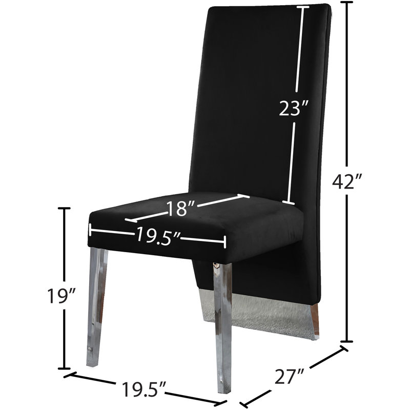 Chaise rembourrée Elia, Velours noir, Chrome