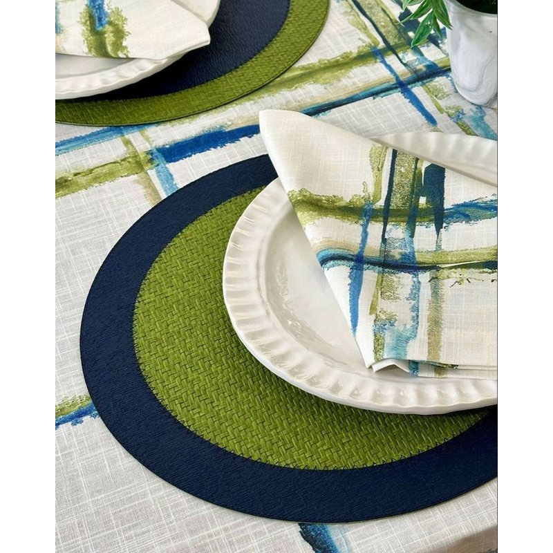 Abstract Grid Geometric Tablecloth, 120" L x 63" W