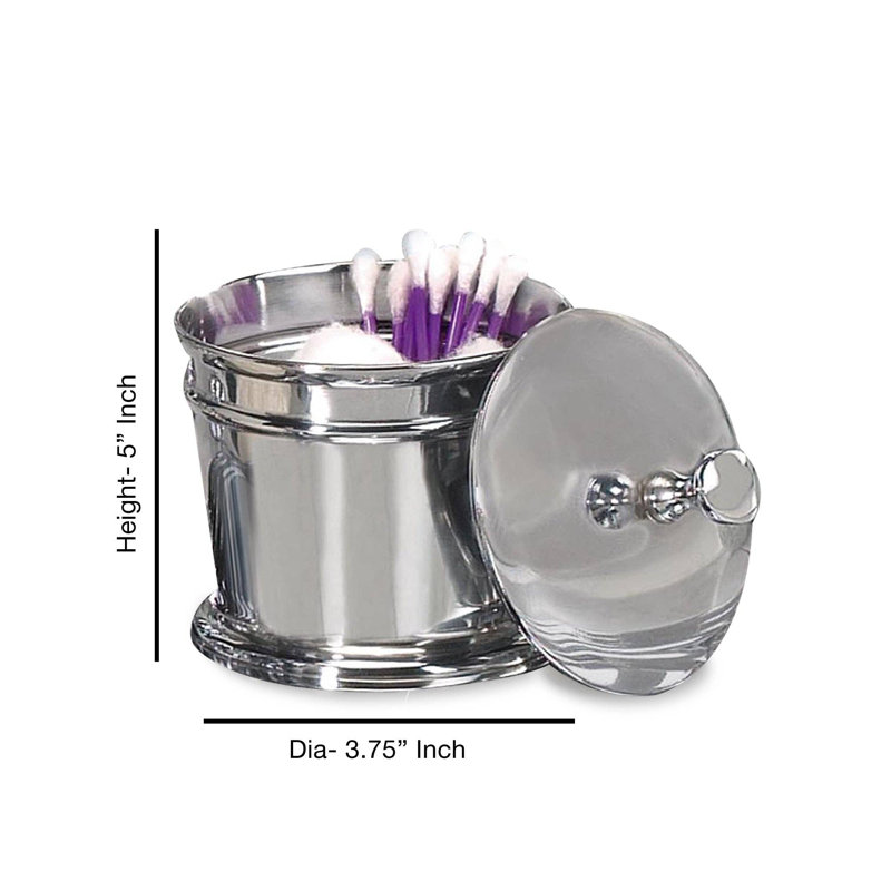 Meuble-lavabo Oneita en acier inoxydable | Rangement élégant pour les cotons-tiges, les éponges et les sels de bain | Pot décoratif pour salle de bain, chambre à coucher | Chrome