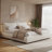 Upholstered Platform Bed With Two Removable Pillow Headboard Boucle Fabric White-628411358