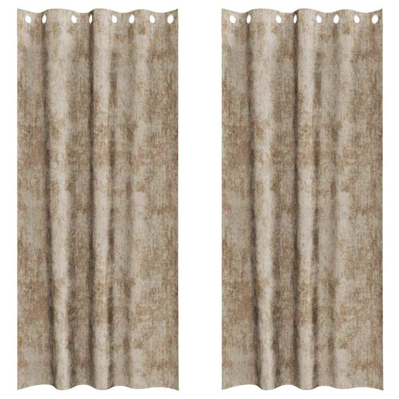 Alithia Velvet Room Darkening Curtain Pair, Champagne, 140cm Width x 245cm Drop