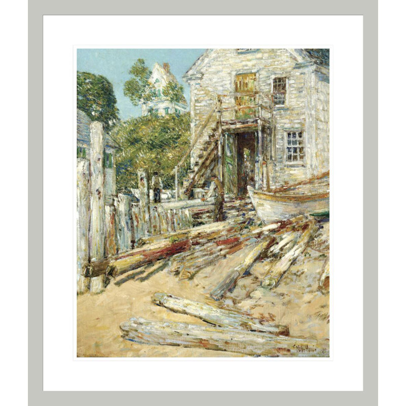 «The Riggers Shop» par Childe Hassam - impression giclée encadrée, 27,25 po H x 23,5 po L
