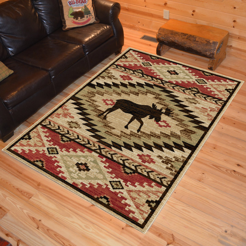 Tapis beige Peterkin Southwestern, Rectangle 7 pi 10 po x 9 pi 10 po