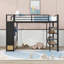 Lit mezzanine avec garde-robe, tablettes de rangement et panneau perforé-1623347421