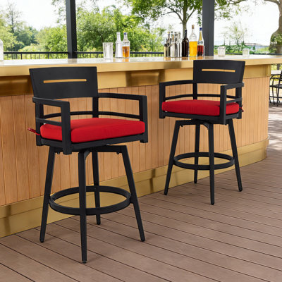 360° Swivel Aluminum Patio Chair With Sunbrella Cushions (Set Of 2) by Hokku Designs