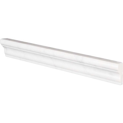 Bianco Carrara 12" x 2" Polished Marble Chair Rail Tile Trim in White/Gray