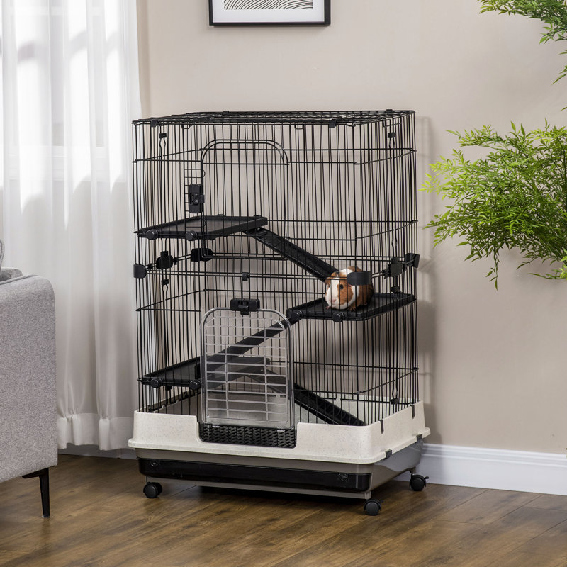 Cage mobile multi-niveaux en métal parfaite pour les petits animaux de compagnie