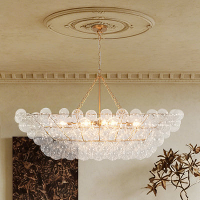 Grand lustre en verre à 8 lumières à intensité variable